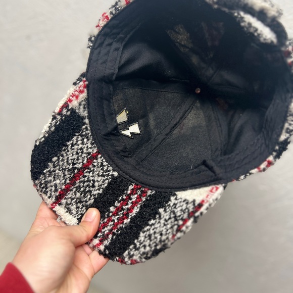 Not your friend plaid black red fussy academia vibes hat OS Y2K - Picture 4 of 6